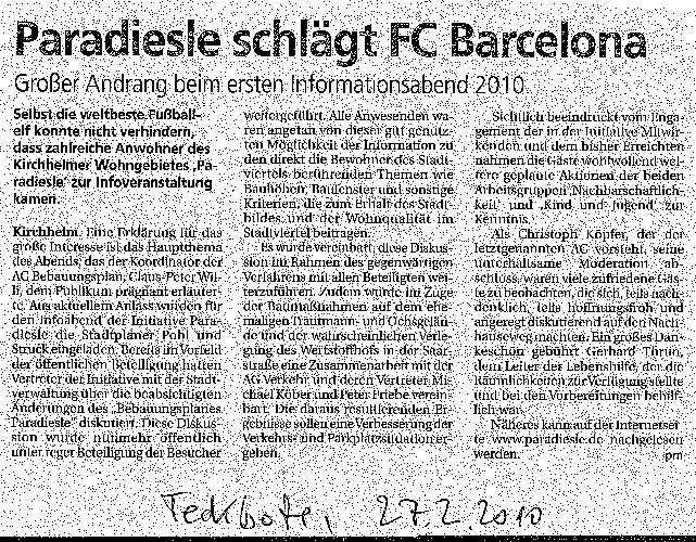 Zeitungsartikel vom 27.02.2010